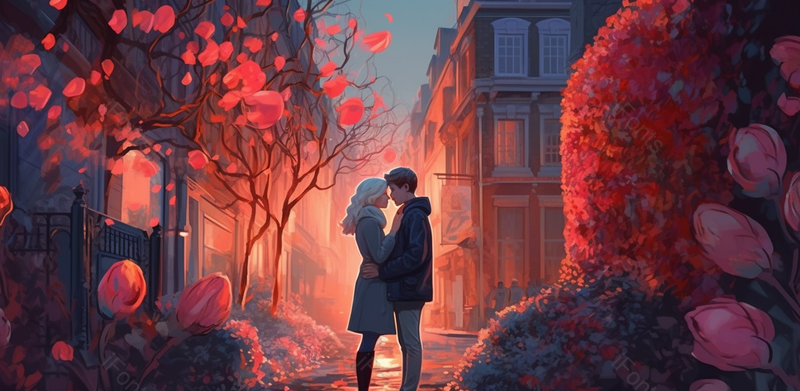 浪漫情侣情人节插画海报,插画/手绘图,插画/手绘图库,插画/手绘图下载,插画/手绘